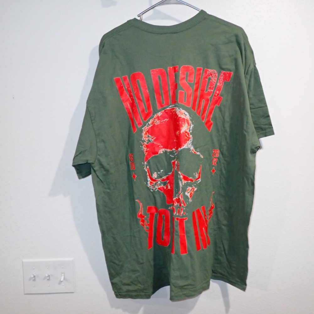 Gildan Mens No Desire To Fit In Skull Graphic T-Shirt Green 2XL 2012 Streetwear